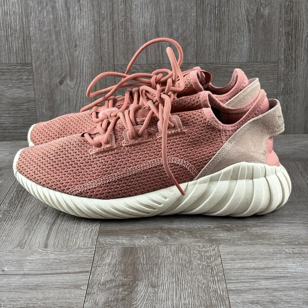 Adidas Women’s Tubular Doom Sock Running Shoe Size 6.5 Raw Pink Knit Material - Picture 10 of 16